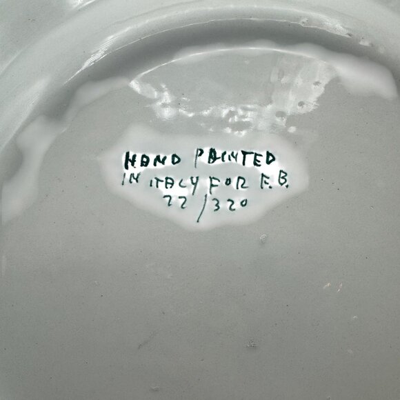 Hand Painted Christmas Tree Ceramic Plate Italy Holly Gift Design - Picture 4 of 7